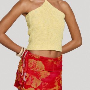 Liloha Frill Mesh Mini Skirt Orange Multi