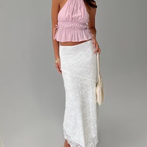 Freebirds Lace Midi Skirt White