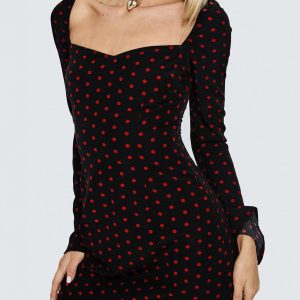 Addisen Long Sleeve Mini Dress Polka Dot