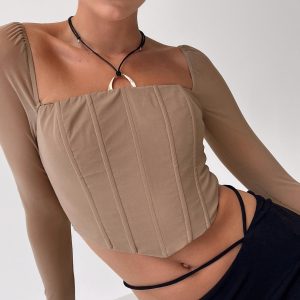 Beverly Long Sleeve Top Beige