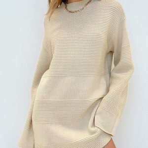 Cheyenne Knit Sweater Dress Beige