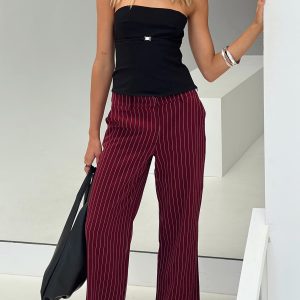 Aquaville Pants Burgundy Pinstripe