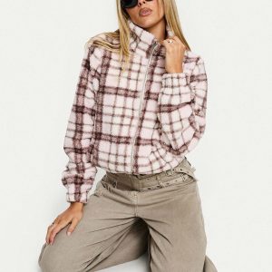 Vannessa Collared Jacket Pink Check