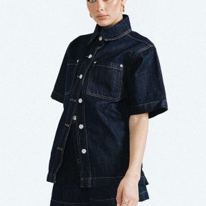Whitaker Short Sleeve Shacket Dark Denim