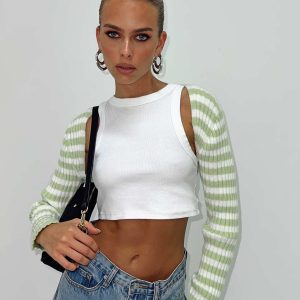 Aytan Bolero Sweater Green/White