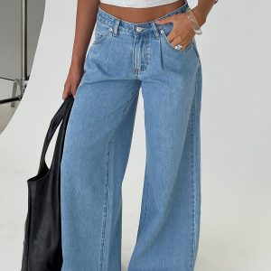 Supercut Low Rise Baggy Pleat Jeans Light Blue Wash