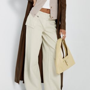 Paltrow Mid Rise Wide Leg Cargo Jeans Cream