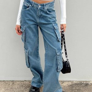 The Ragged Priest Mid Blue Combat Jeans Organic Cotton Mid Blue