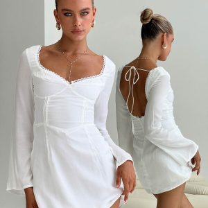Lyna Long Sleeve Mini Dress White