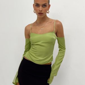 Cold Shoulder Top Green