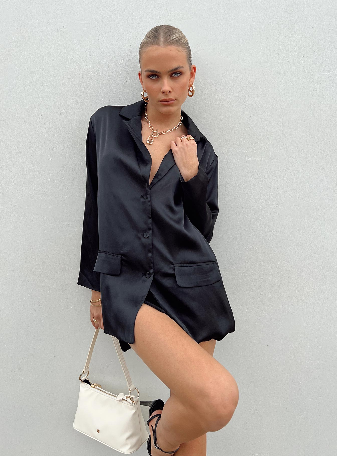 Toddy Satin Blazer Black - Image 6