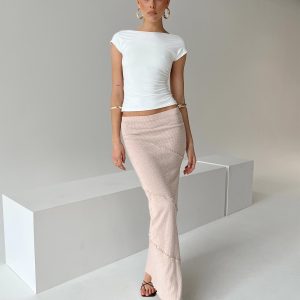 Oscar Split Maxi Skirt Beige