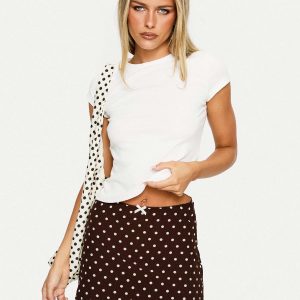 Tejano Mini Skirt Brown Polka Dot