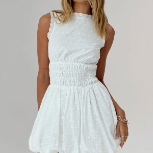 Vittoria Bubble Hem Mini Dress White