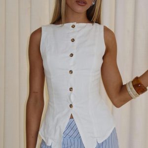 Dulcinea Longline Vest Top White