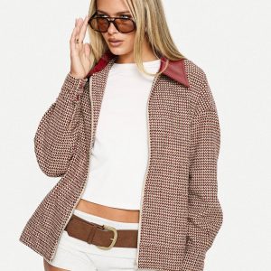 End Of The Day Collared Jacket Red Multi