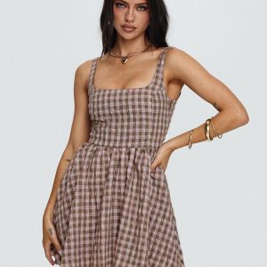 Cartmel Mini Dress Brown / Pink