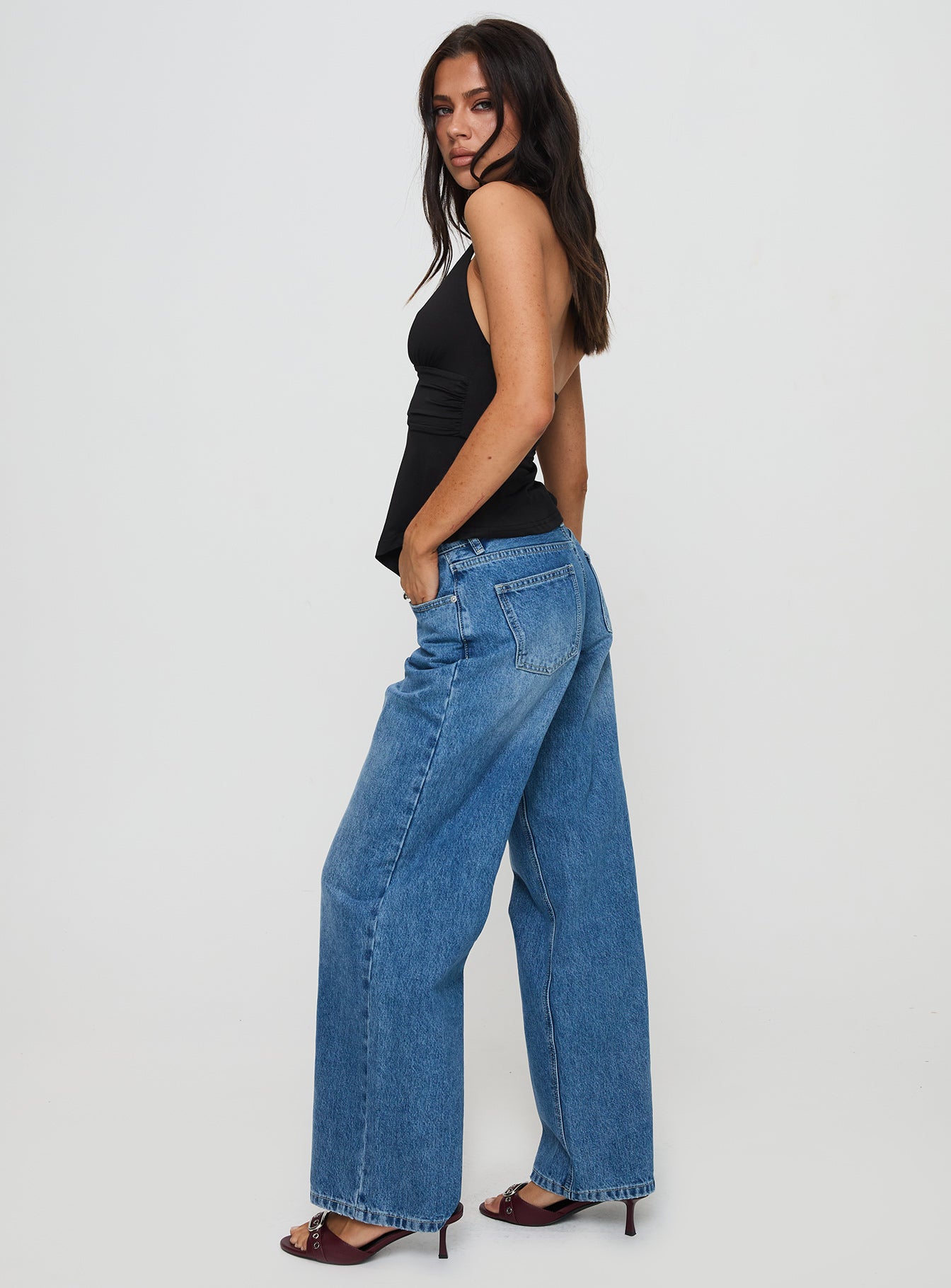 Serenitia Mid Rise Straight Leg Jeans Mid Blue Wash Tall - Image 4