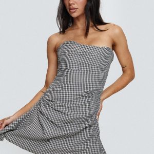 Bradwell Strapless Mini Dress Check