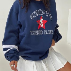Snoopy Star Tennis Club Sweater Navy