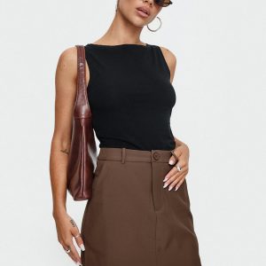 Sabyna Tailored Mini Skirt Brown