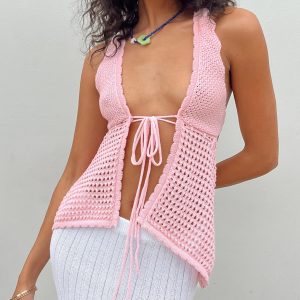 Adani Crochet Top Pink