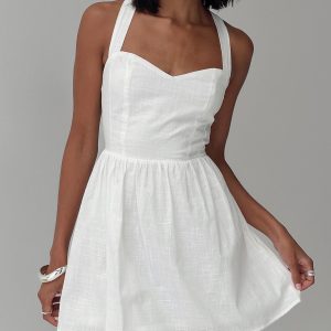 Zolena Halter Mini Dress White