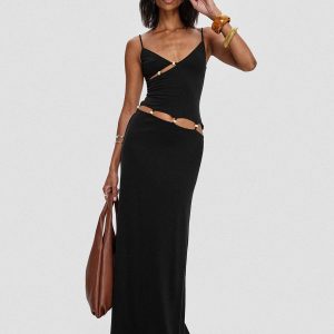 Allspice Beaded Maxi Dress Black