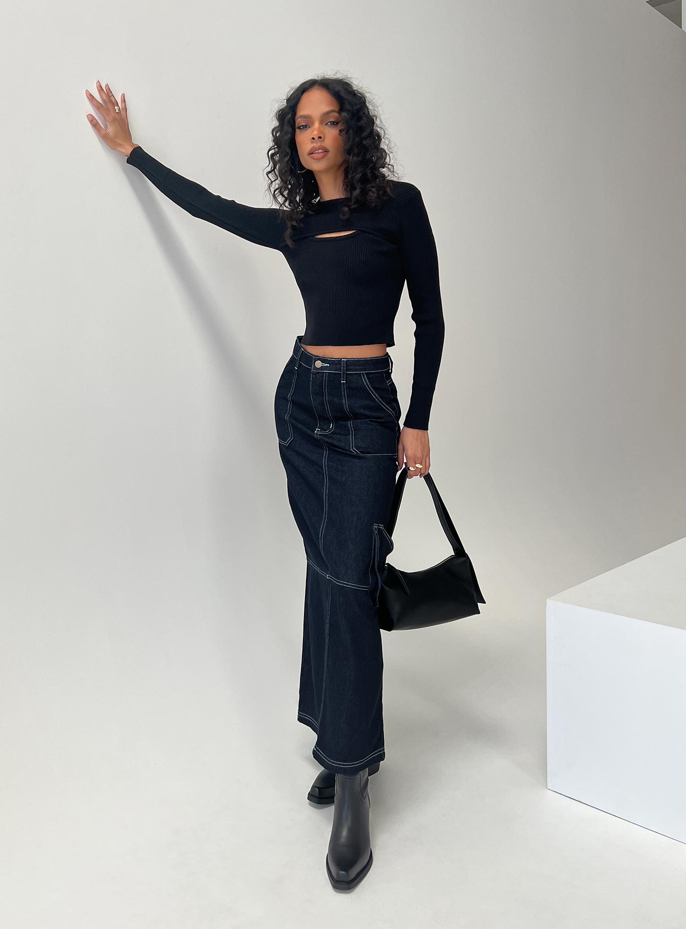 Vine Maxi Skirt Blue - Image 3