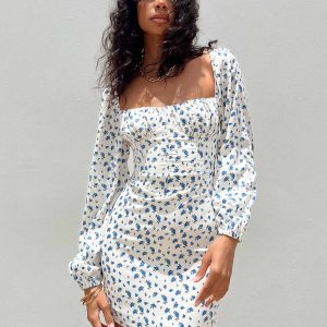 Vilma Long Sleeve Dress White Floral
