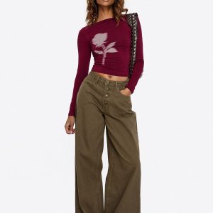 Naylor Mid Rise Wide Leg Jeans Olive