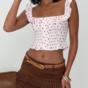 Isadoria Frill Top White / Red Polka