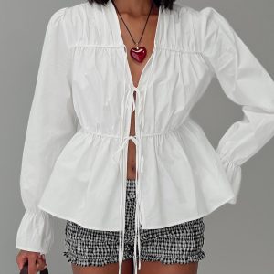 Scarlotte Bow Tie Top White