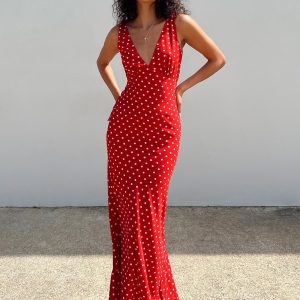 Nellie Maxi Dress Red Polka Dot