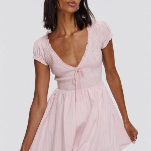Wescott Stripe Playsuit Pink / White