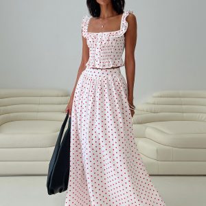 Valerio Maxi Skirt White / Red