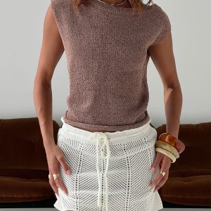 Cousins Knit Mini Skirt White