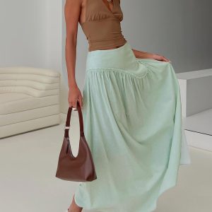 Yasemine Maxi Skirt Green / White