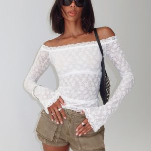 Mochapella Off The Shoulder Top White