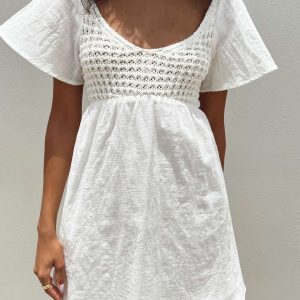 Derena Crochet Bust Mini Dress White