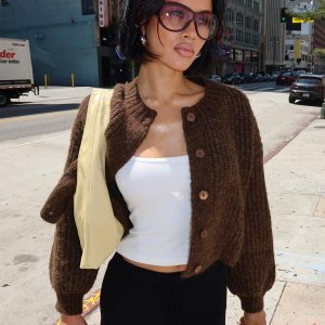 Hadly Knit Cardigan Brown