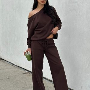 Dodie Wide Leg Pants Washed Brown