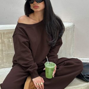 Wellness Off The Shoulder Jumper Brown