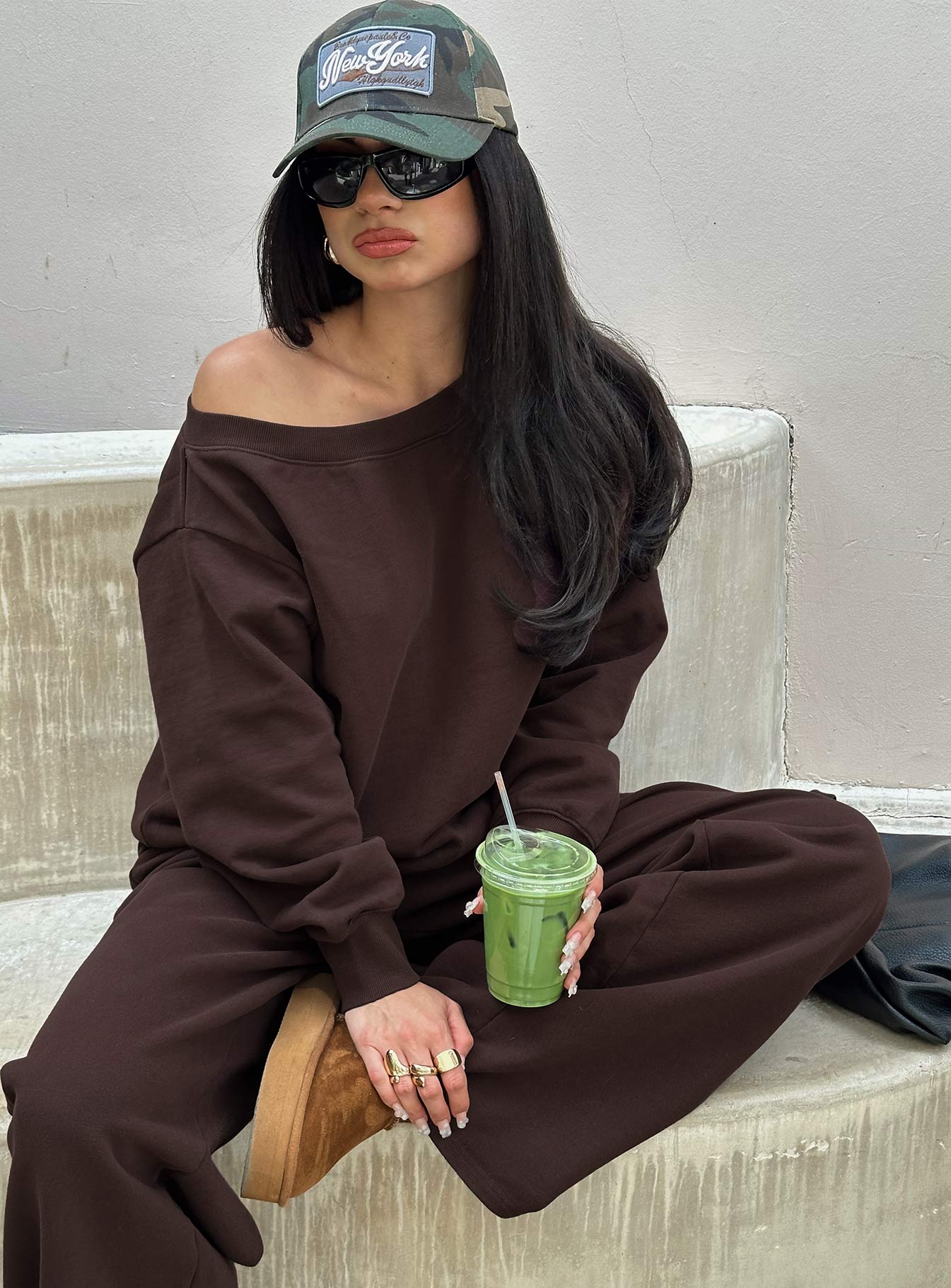 Wellness Off The Shoulder Jumper Brown