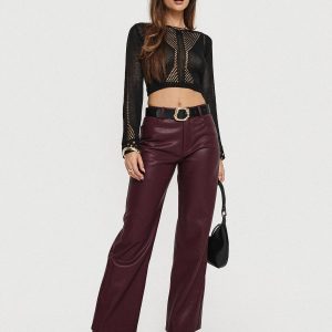Dempsey Faux Leather Pants Deep Cherry