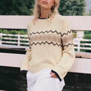 Madalynn Knit Graphic Jumper Beige