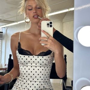 Renaissance Corset Lace Top White Polka