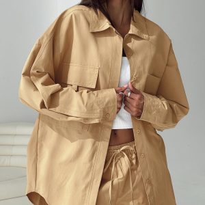 Bilbury Cargo Shacket Caramel