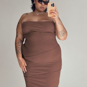 Oscar Midi Dress Brown Curve