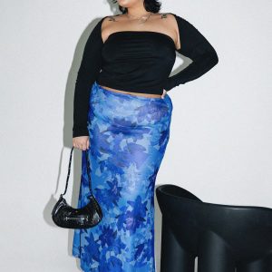 Starry Midi Skirt Blue Curve